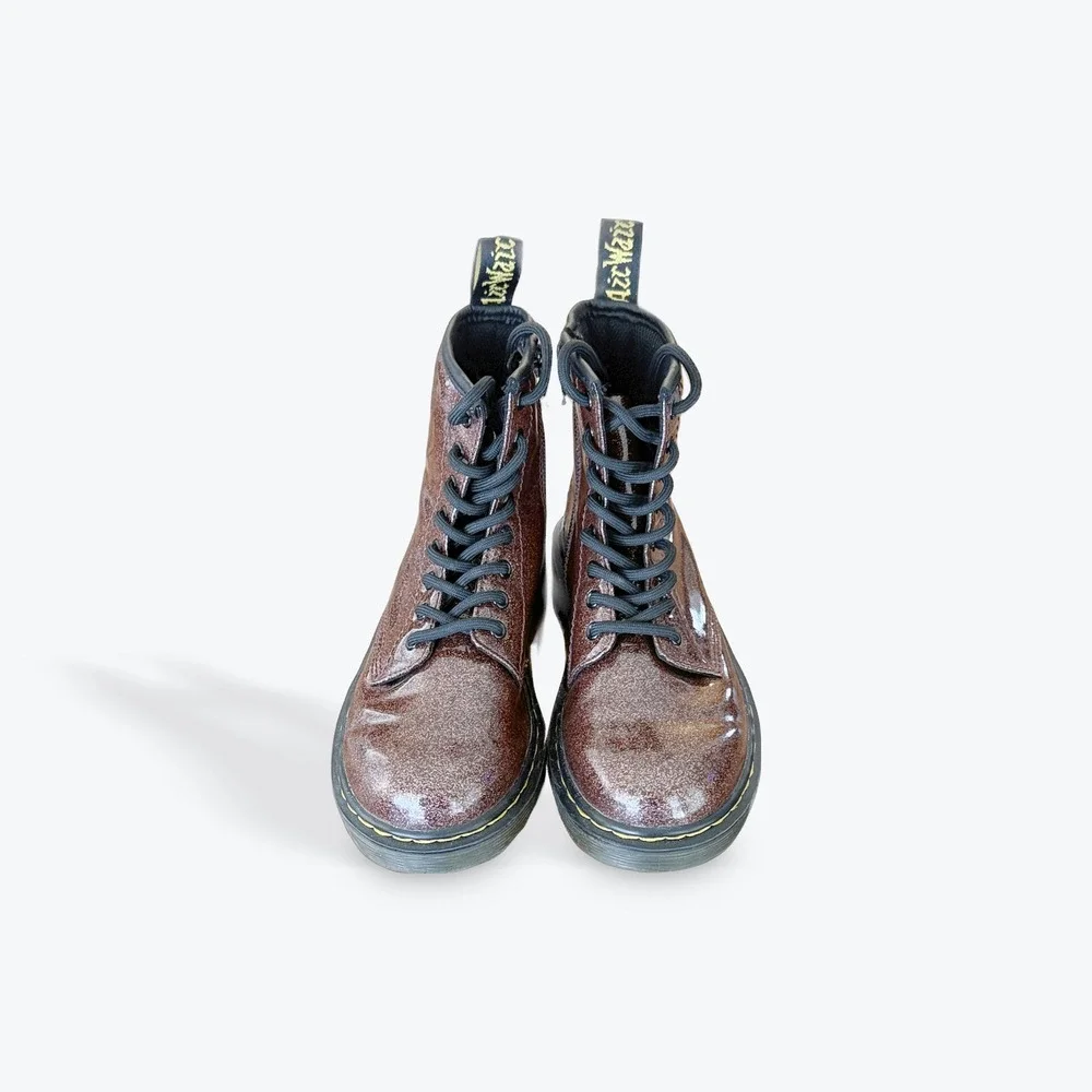 Kids Dr Martens‎ 1460 Glitter J Boots Size 1 US Kids Glitter Brown Lace Up zip